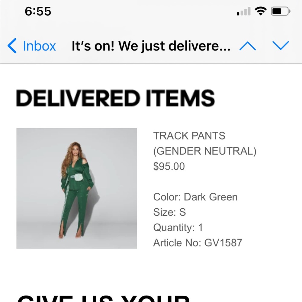 Adidas ivy park unisex track pants (small)